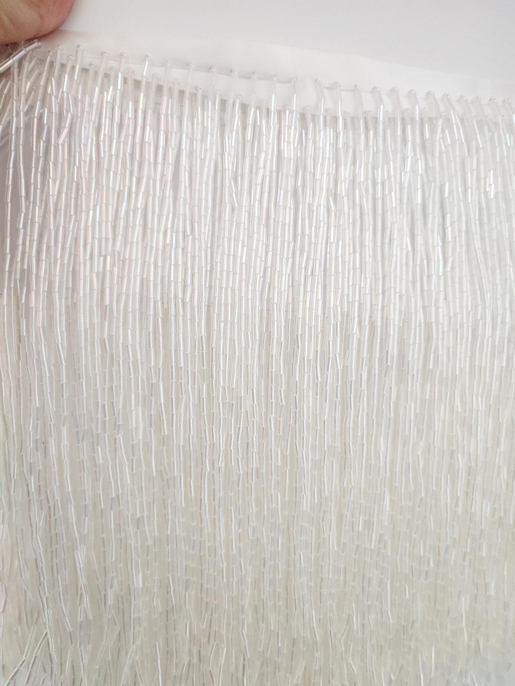 20 cm brede franje van allemaal bugelkralen, zilver, goud, blauw, rood, roze, paars, groen, lampenkap, jurk, kostuum, haute couture franje, op maat gemaakt