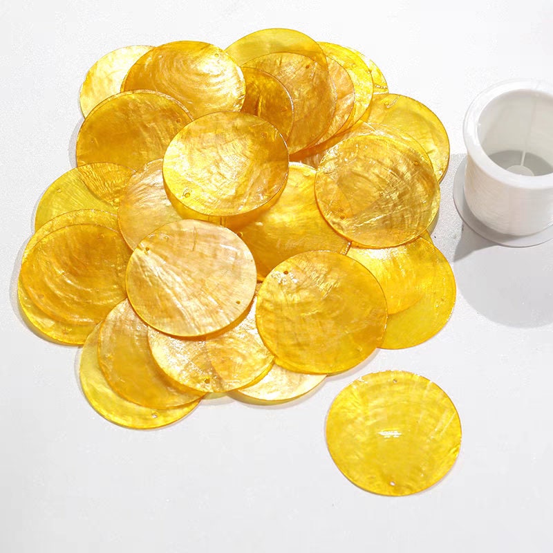 50pcs Natural Mother of Pearl Shell Discs - 50mm