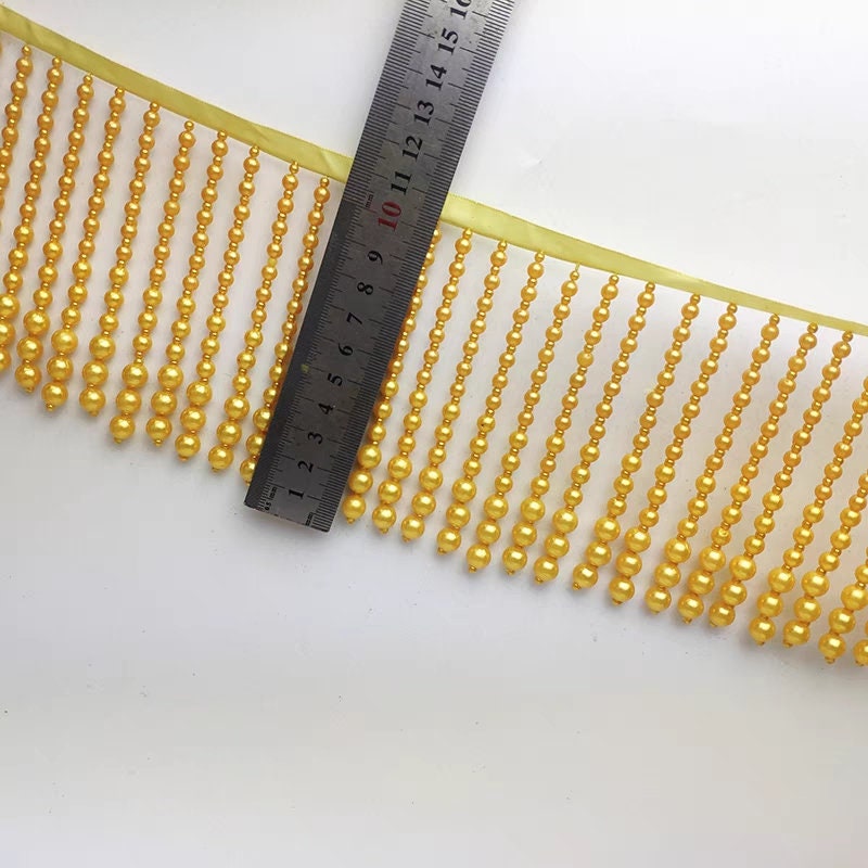 Handgemaakte kralenfranje van 90 cm lang en 10 cm breed met parels, verkrijgbaar in witte, roze, zwarte en gouden parels, geschikt als lampenkapfranje.