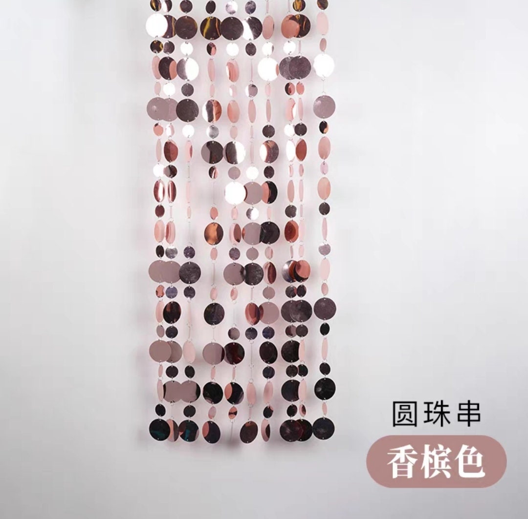 Handmade 1M Long 30mm+50mm Round Sequins Beaded Sequins String Sequins Curtain for Party Decoration, 20pcs/bag, 9 Different colors