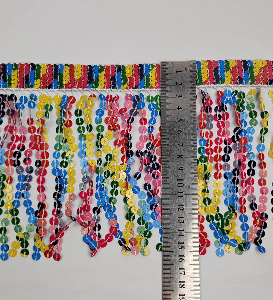10 yards 6 inch wide Thick braided band Rainbow Sequins Fringe, Different colors in