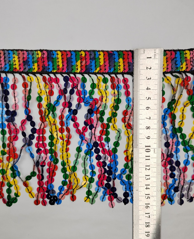 10 yards 6 inch wide Thick braided band Rainbow Sequins Fringe, Different colors in