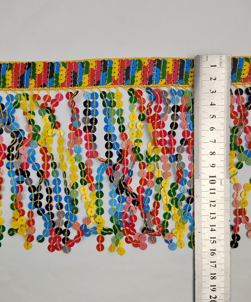 10 yards 6 inch wide Thick braided band Rainbow Sequins Fringe, Different colors in