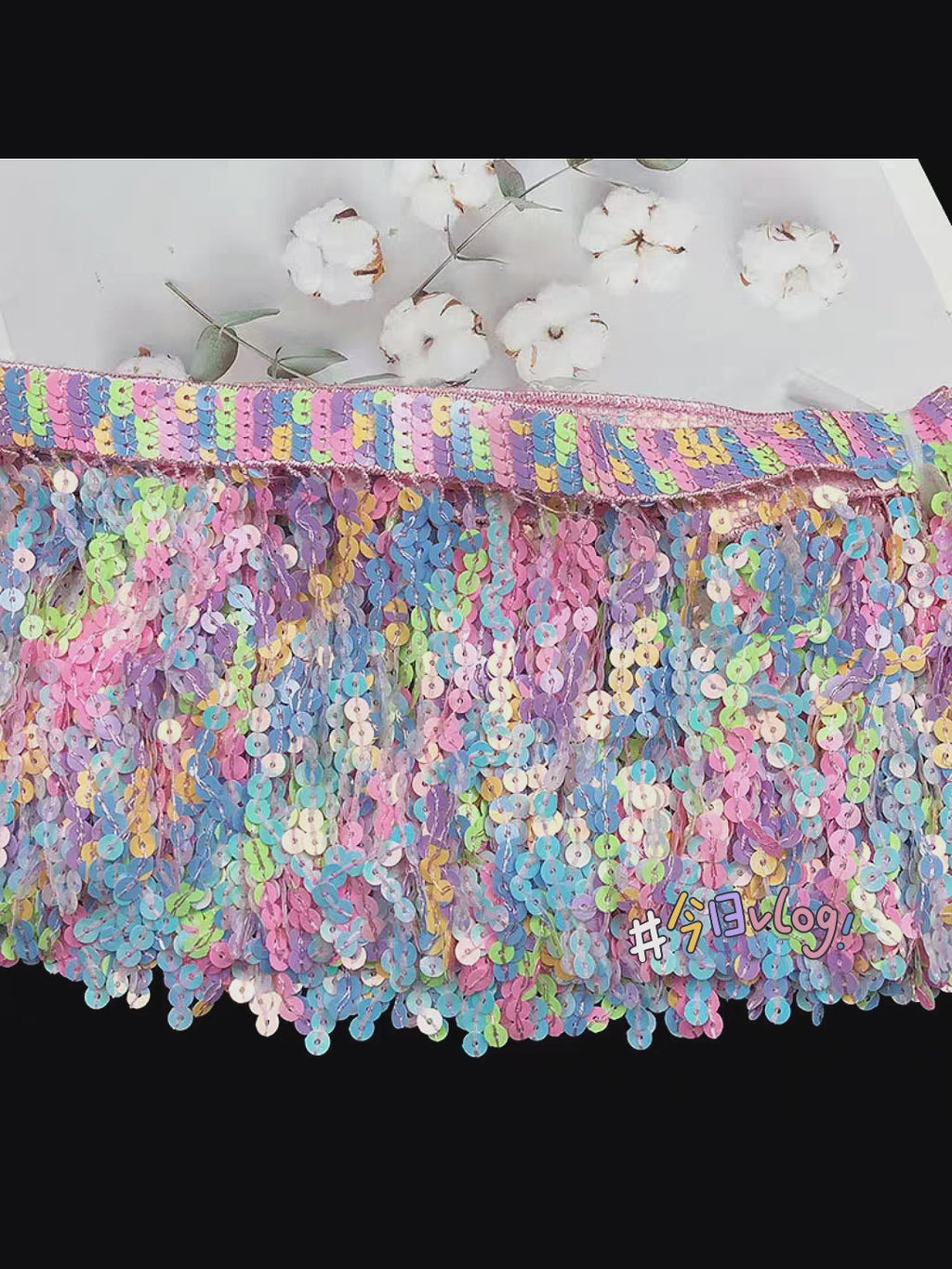 10 yards 6 inch wide Thick braided band Rainbow Sequins Fringe, Different colors in